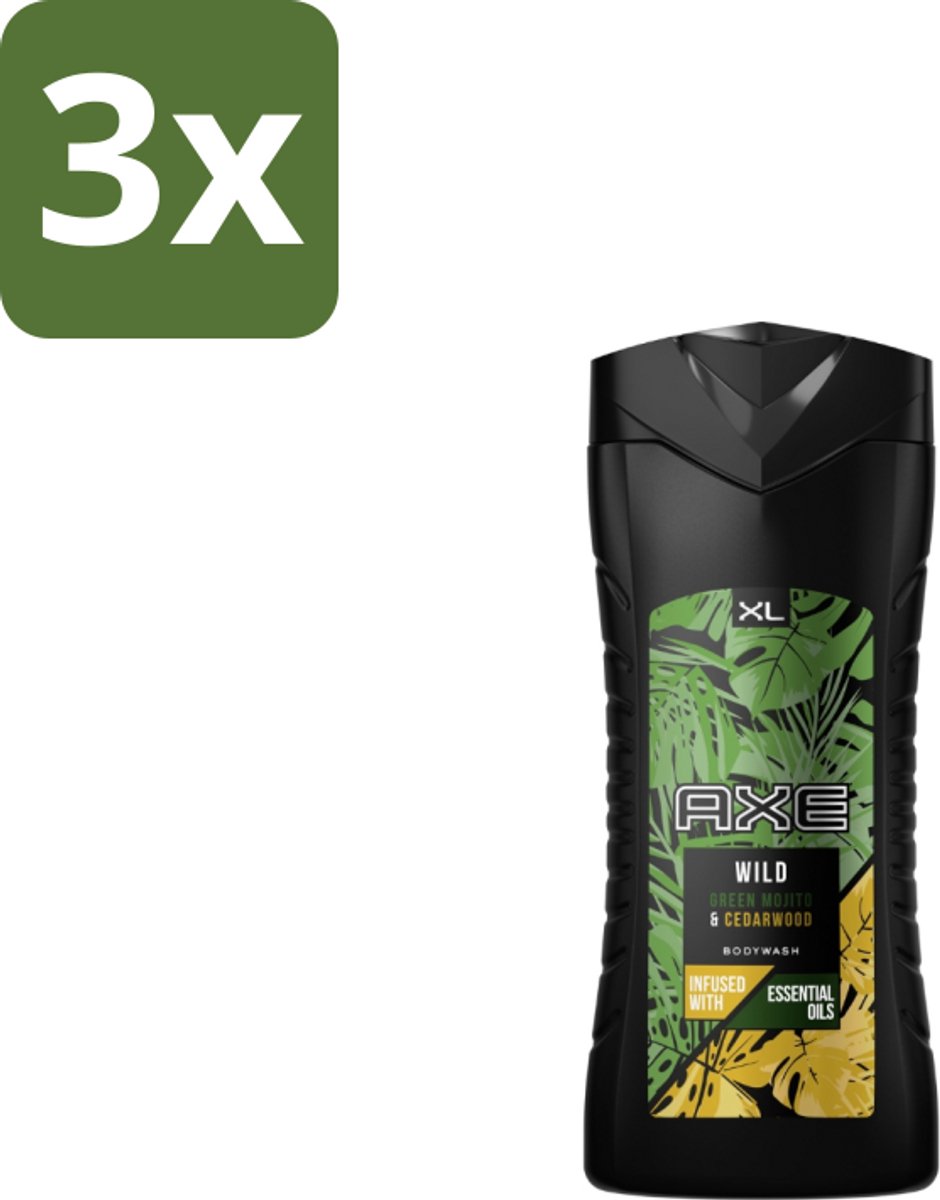 3 x AXE - Douchegel - Wild - 400 ml - Douchegel - Frisheid - Mojito - Cederhout - Axe