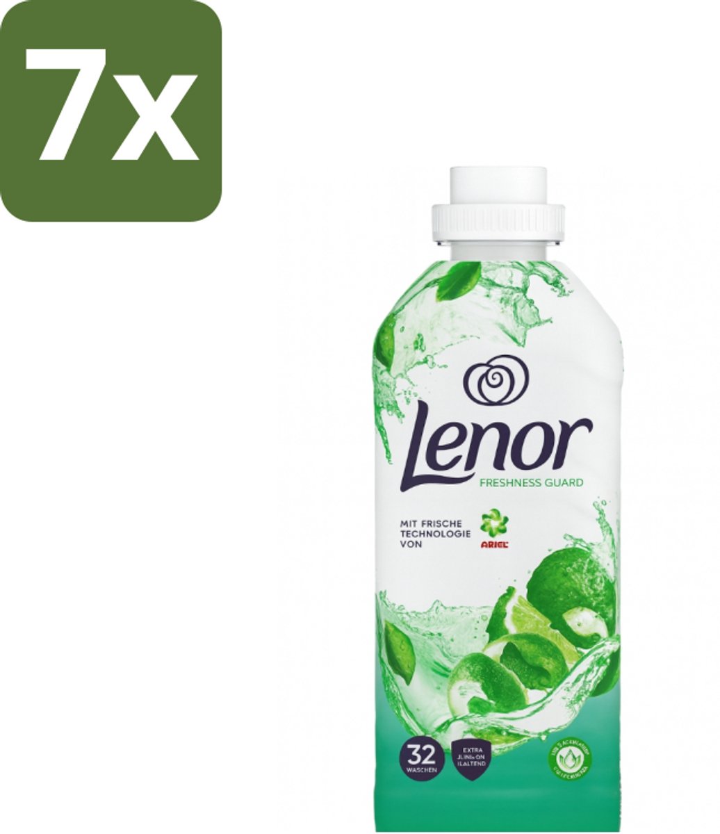 7 x Lenor – Wasverzachter – Freshness Guard – 32 Wasbeurten – 800 ml - Wasverzachter - Frisheid - Geur - Geurprofiel - Geurtjes