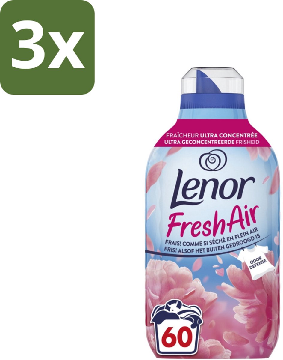 3 x Lenor – Wasverzachter – Bloesem – 60 Wasbeurten – 840 ml - Wasverzachter - Buitenluchtfrisheid - Bloesemgeur - Wasgoed - Geur