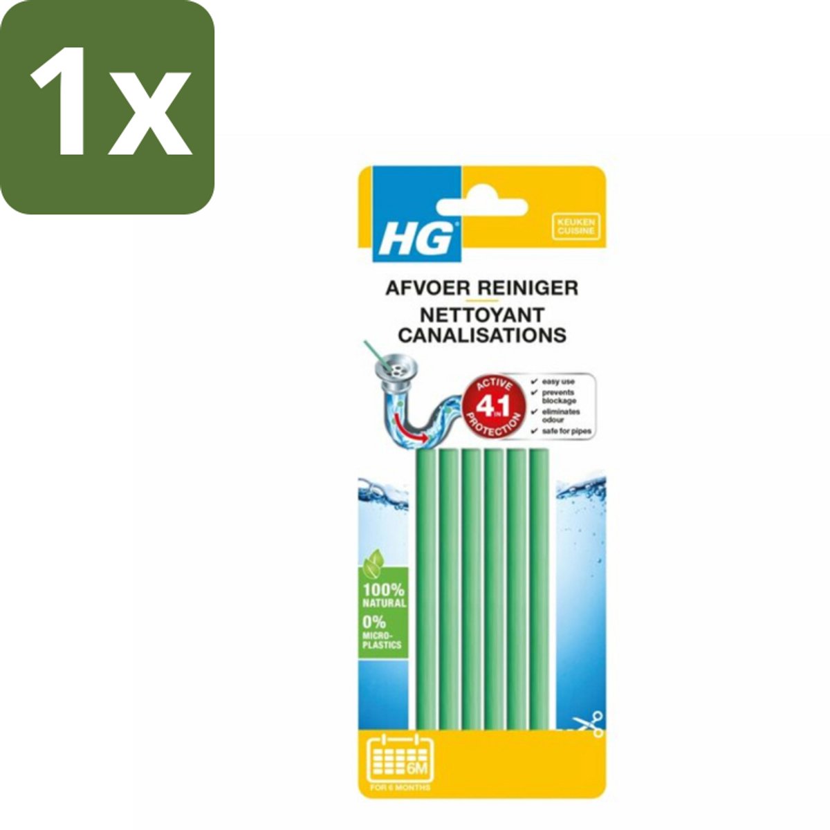 1 x HG Afvoerreiniger Sticks 6 stuks per verpakking - Afvoerreiniger - Afvoer - Ontstopper - Vet En Etensresten - Enzymen