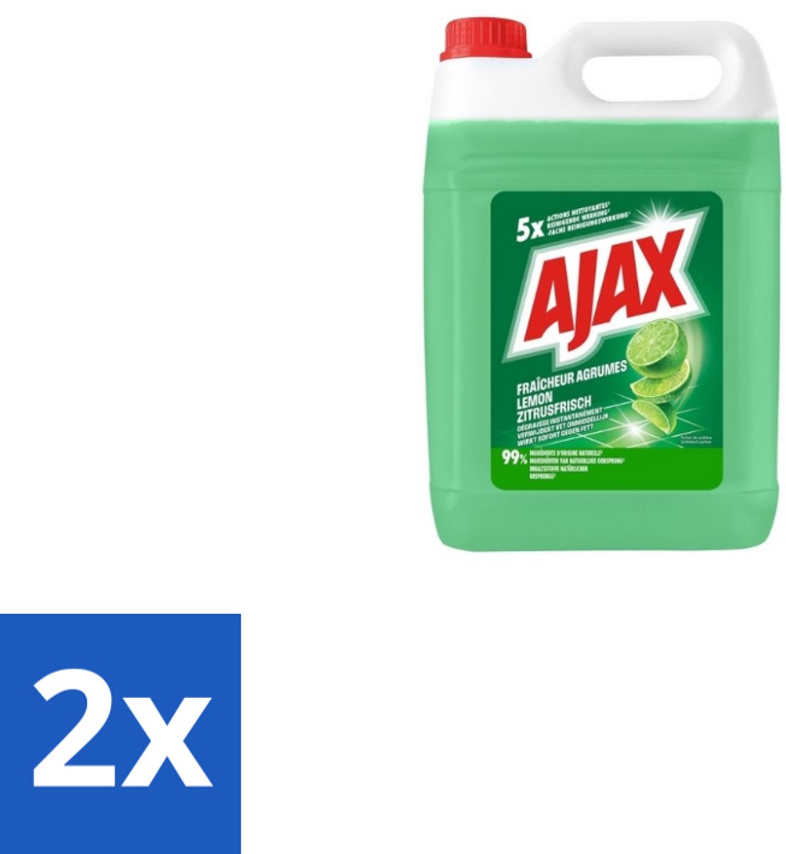 Ajax Allesreiniger Limoen 5 liter - Voordeelverpakking - 2 stuks