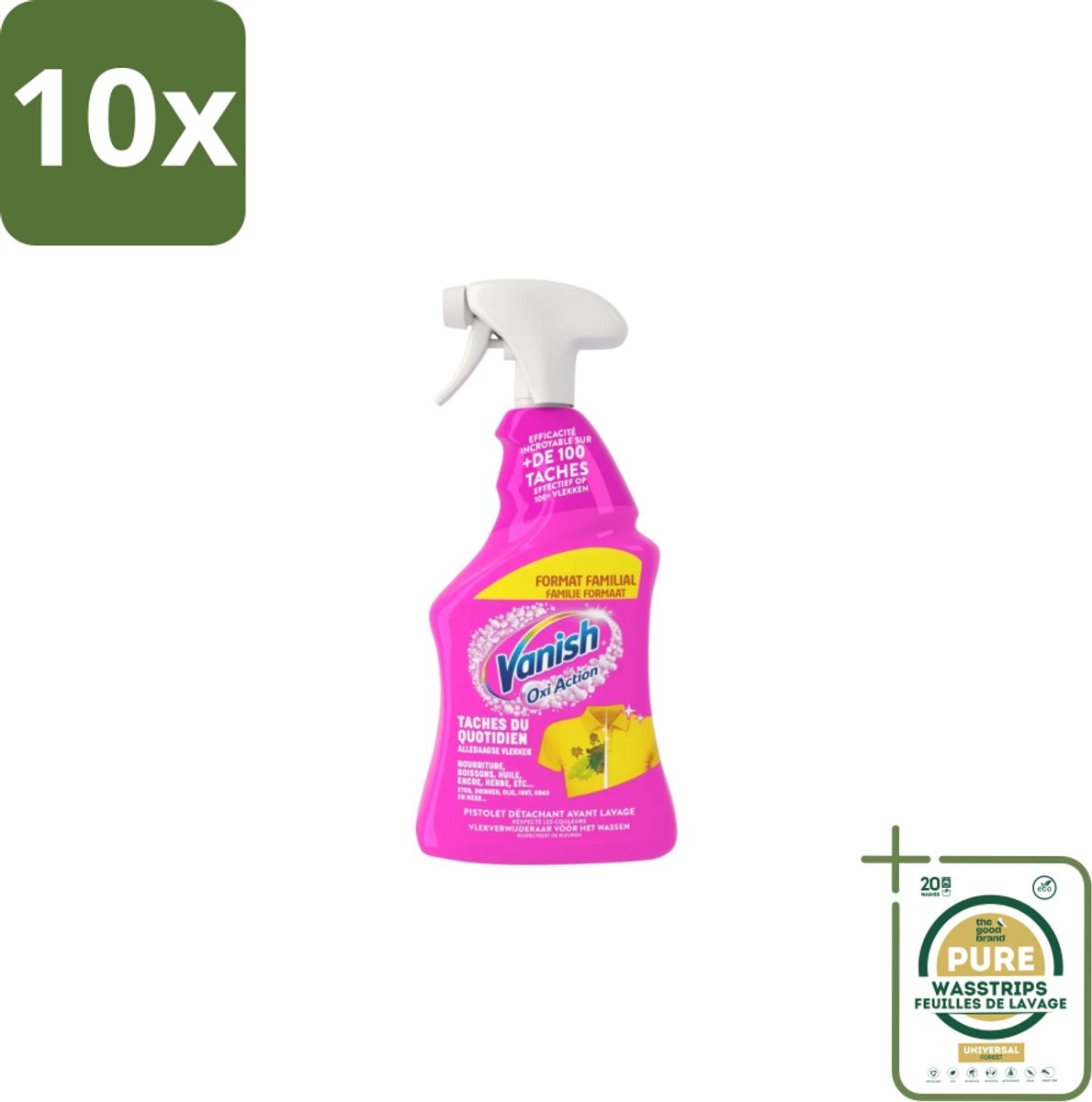 10 x Vanish – Vlekverwijderaar Spray – Oxi Action 4-in-1 – 940 ml - Grootverpakking - Vlekverwijderaar - Wasmiddel - Vlekken Verwijderen - Kleurverlies Voorkomen - Vetvlekken Verwijderen