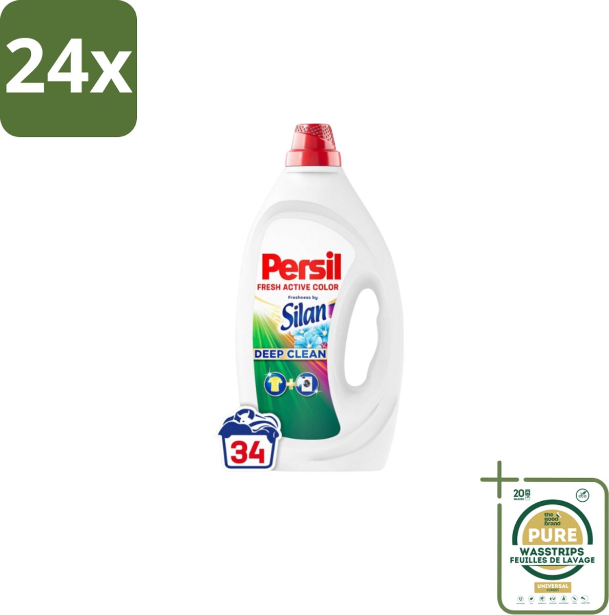 Persil – Vloeibaar Wasmiddel – Color Freshness by Silan – 34 Wasbeurten - Voordeelverpakking - 24 stuks - Frisheid - Vuil