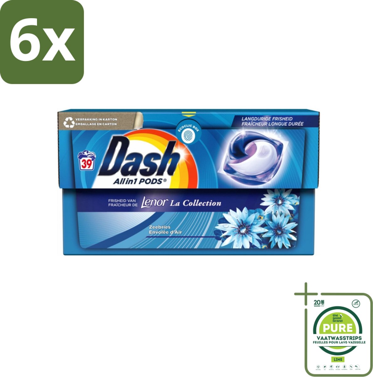 Dash - Lenor Collectie - Wasmiddel Capsules - All-in-1 Pods - Witte en Gekleurde Was - 39 Wasbeurten - Voordeelverpakking - 6 stuks - Wasmiddel capsules - Waspoeder
