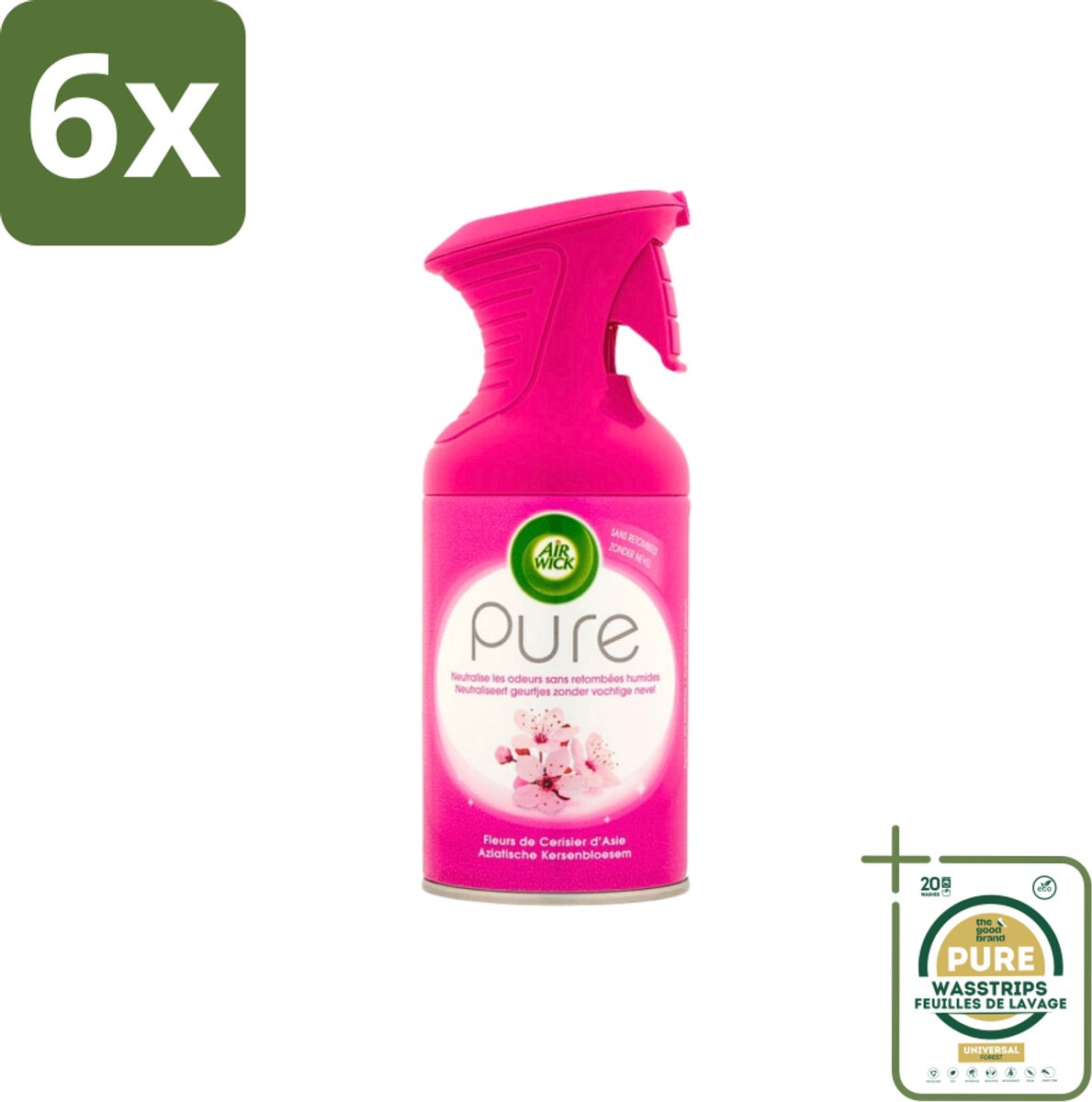 Air Wick Pure Luchtverfrisser Aziatische Kersenbloesem 250 ml - Voordeelverpakking - 6 stuks - Kersenbloesem - Aziatische kersenbloesem