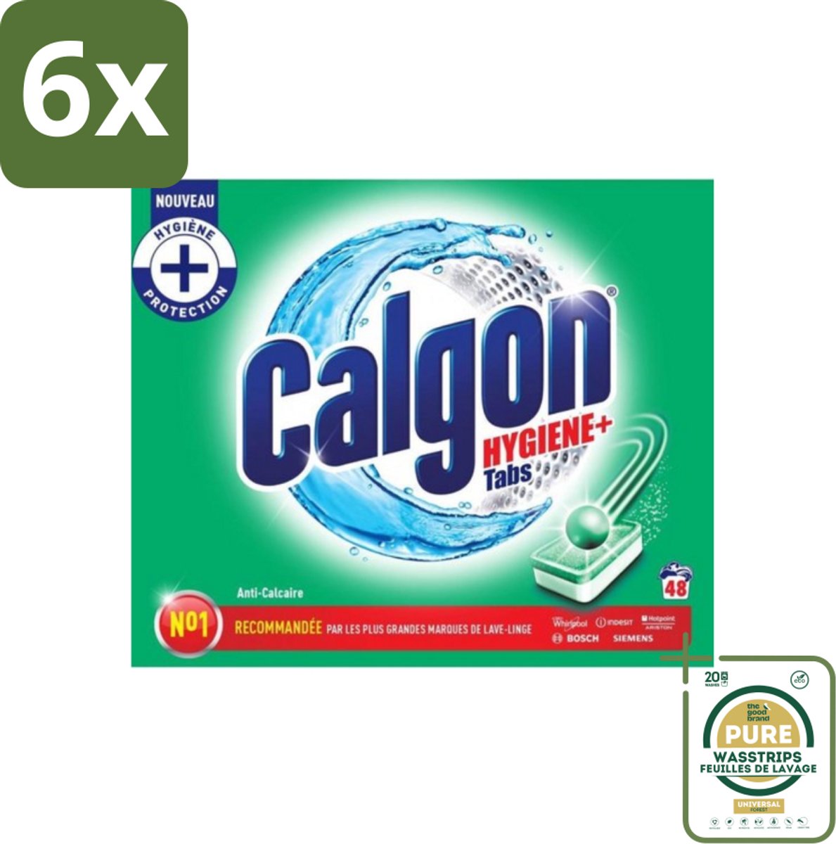 Calgon - Wasmachinereiniger - Tegen Kalkaanslag - 48 Tabletten - Voordeelverpakking - 6 stuks - Wasmachineonderhoud - Wasmachinetabletten