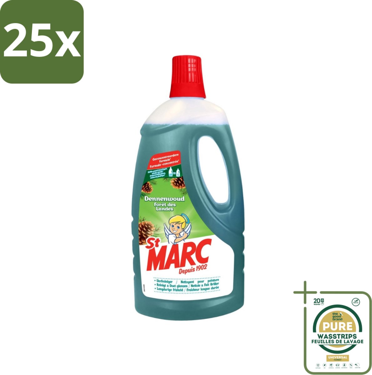 25 x St. Marc - Multireiniger - Dennenfris - Biologisch Afbreekbaar - 1L - Grootverpakking - Multireiniger - Dennen - Biologisch Afbreekbaar - Reinigingsmiddel - Hygiëne
