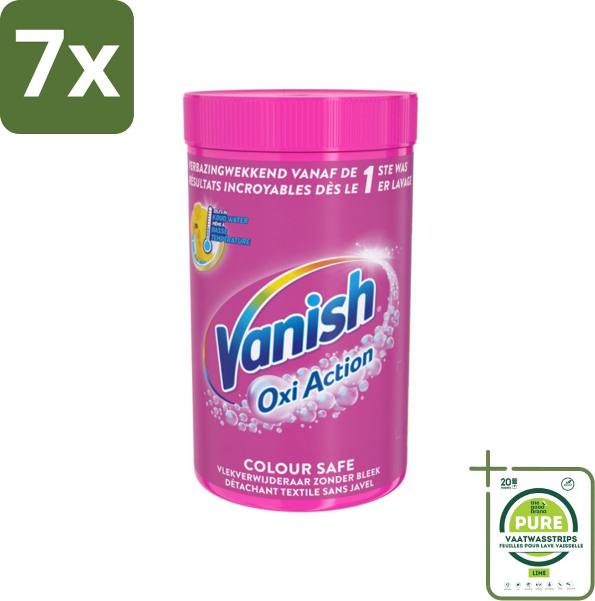 7 x Vanish Oxi Action - Veilige Kleur - Vlekkenverwijderaar Poeder - Zonder Bleek - Gekleurde Was - 1.5 Kg - Grootverpakking - Vlekkenverwijderaar - Waspoeder - Gekleurde Was - Wasmiddel - Vlekken Verwijderen