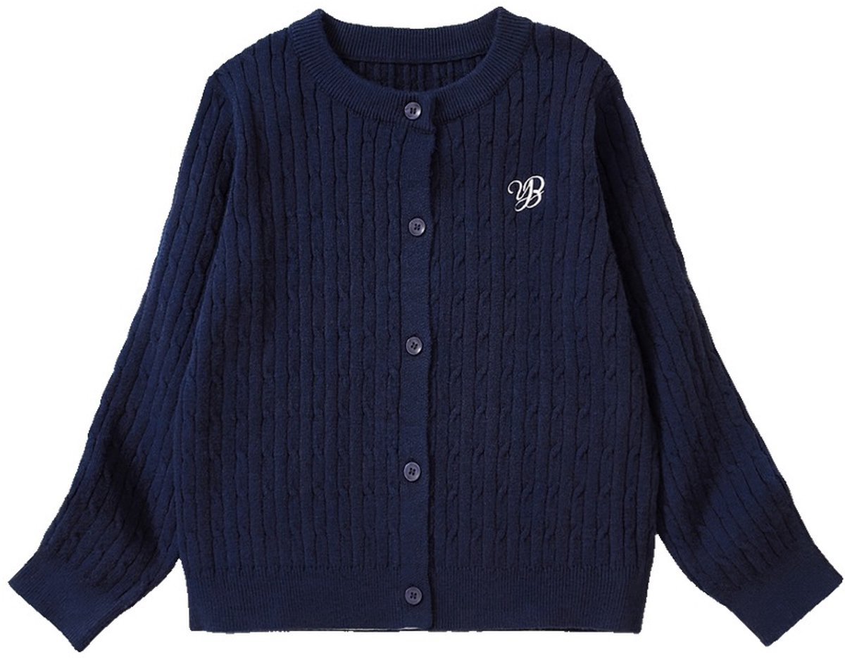 Currero Cardigan Meisjes Vest Meisje Met Knopen Kinderen Warm Gebreid Vest Long 9-10 Jaar Blauw