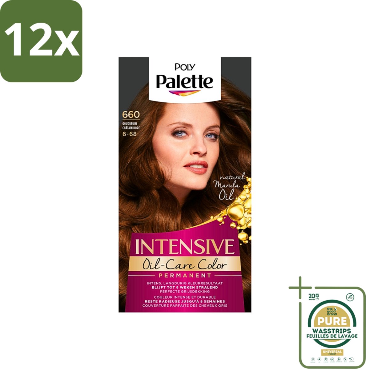 Poly Palette - Haarverf - Goud Bruin 660 - 115ml - Voordeelverpakking - 12 stuks - Haarkleur - Arganolie