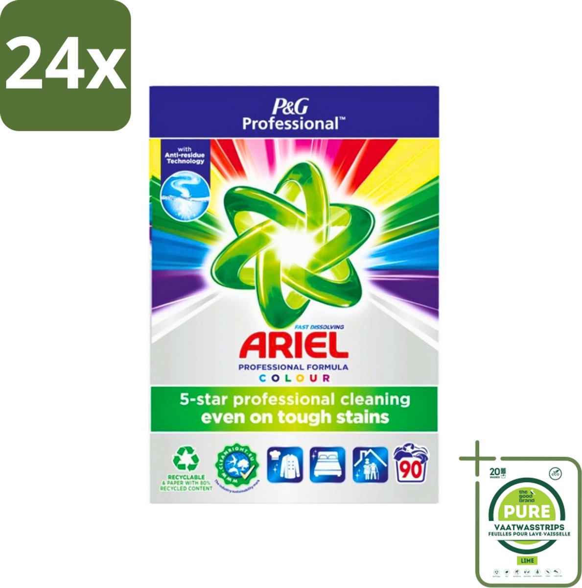 Ariel Professional - Waspoeder - Gekleurde Was - 90 Wasbeurten - Voordeelverpakking - 24 stuks - Waspoeder - Gekleurde was