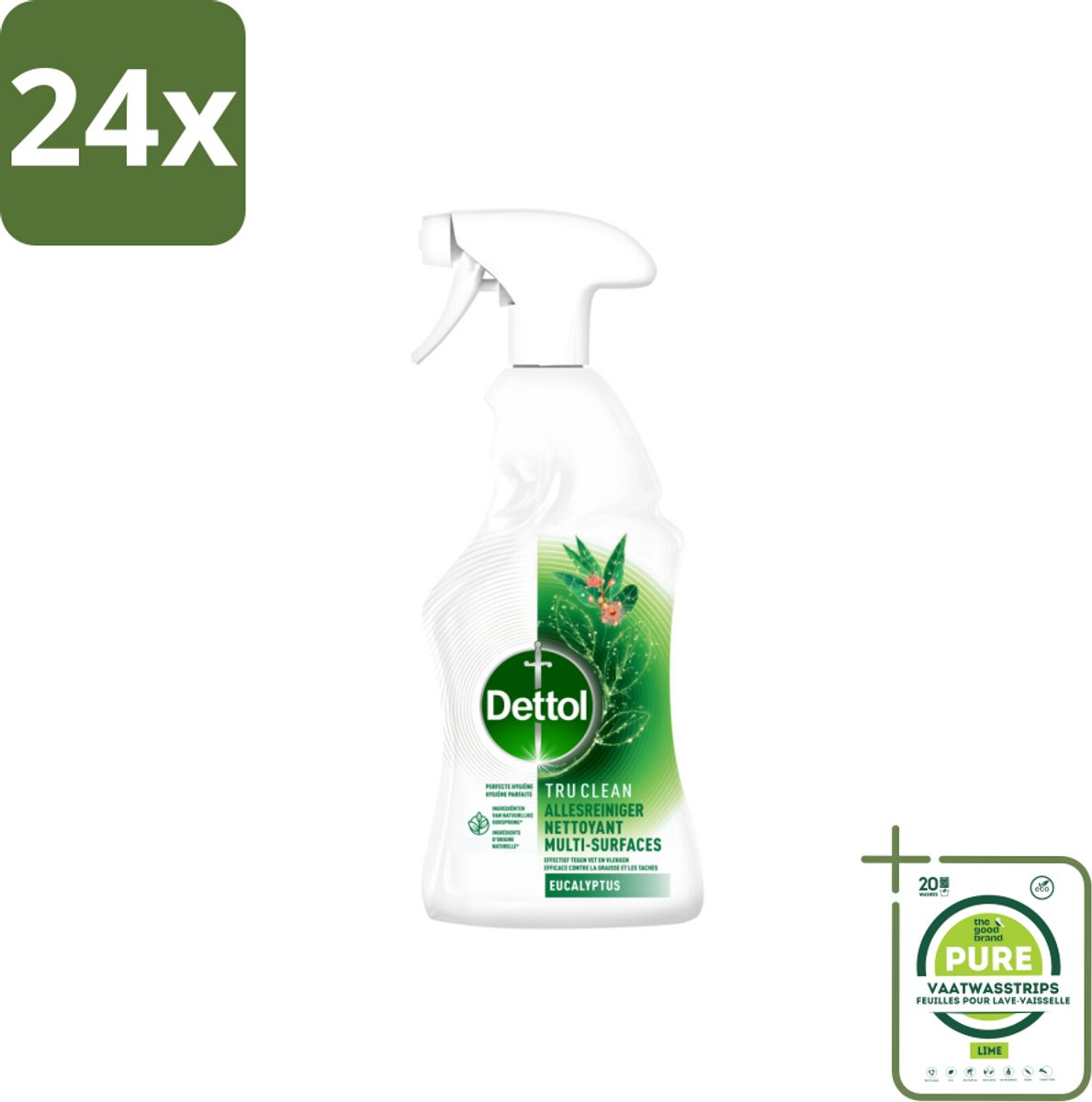 Dettol Tru Clean - Allesreiniger - Spray - Eucalyptus - Multi-Oppervlakken - 500ml - Voordeelverpakking - 24 stuks - Allesreiniger - Schoonmaakspray