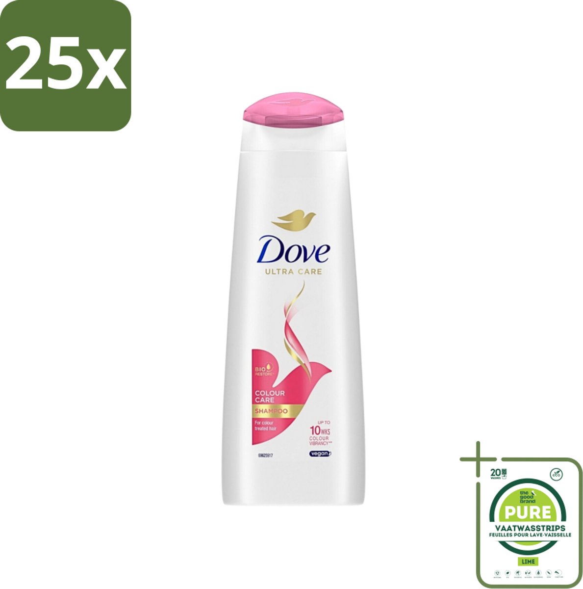 25 x Dove Ultra Care - Color Care - Shampoo - Geverfd Haar - 250 ml - Grootverpakking - Kleurbehoud - Gekleurd Haar - Haarverzorging - Dove Shampoo - Dove Color Care