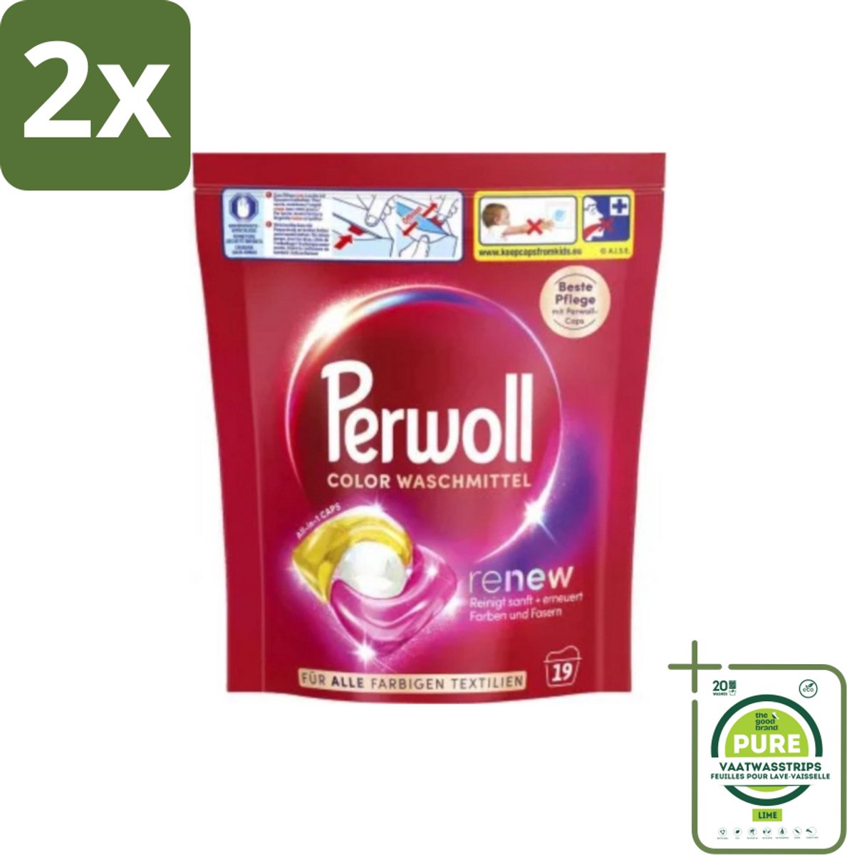 Perwoll - Wasmachinecapsules - Lichte Was - 19 Wasbeurten - Voordeelverpakking - 2 stuks - Wascapsules - Wasmiddel