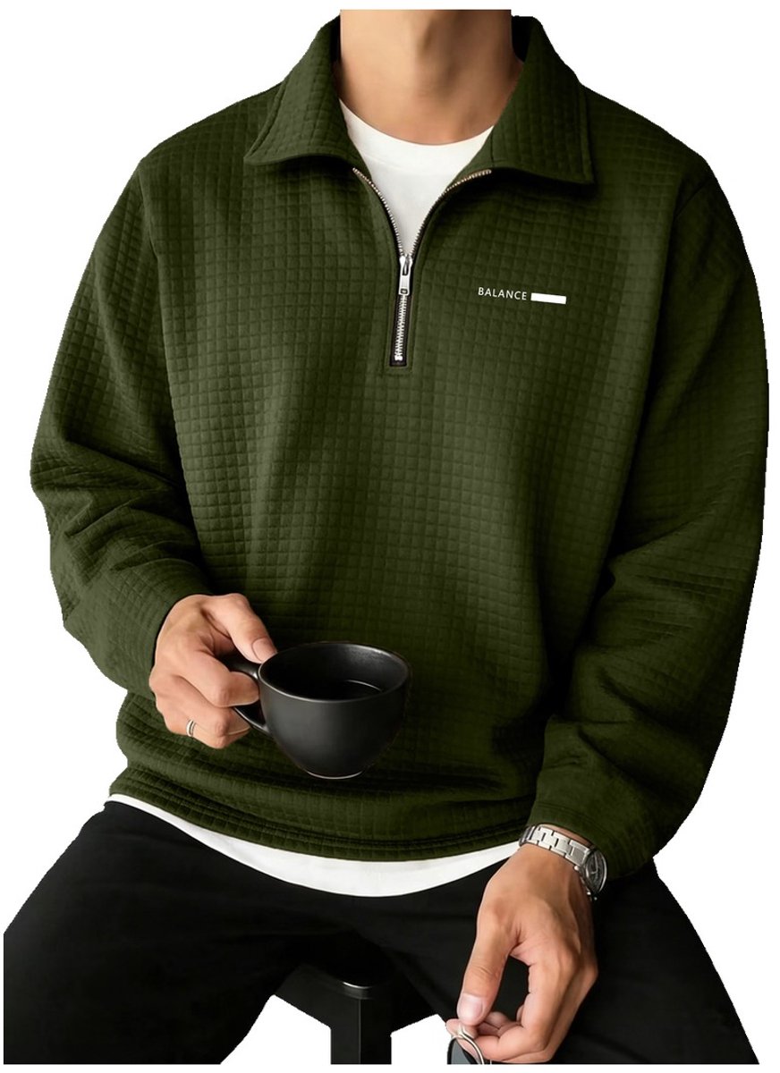 Currero Quarter Zip Heren Sweater Met Rits Jumper Quarterzip Hoodie Warme Trui Vest Lang Coltrui Groen
