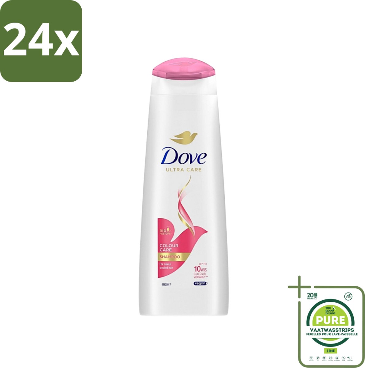 Dove Ultra Care - Color Care - Shampoo - Geverfd Haar - 250 ml - Voordeelverpakking - 24 stuks - Kleurbehoud - Gekleurd haar