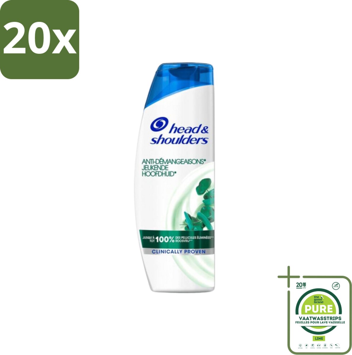 20 x Head & Shoulders - Anti-Roos Shampoo - Jeukende Hoofdhuid - 285 ml - Grootverpakking - Roos Shampoo - Anti-roos Shampoo - Jeukende Hoofdhuid - Hoofdhuidverzorging - Roosvrij Haar
