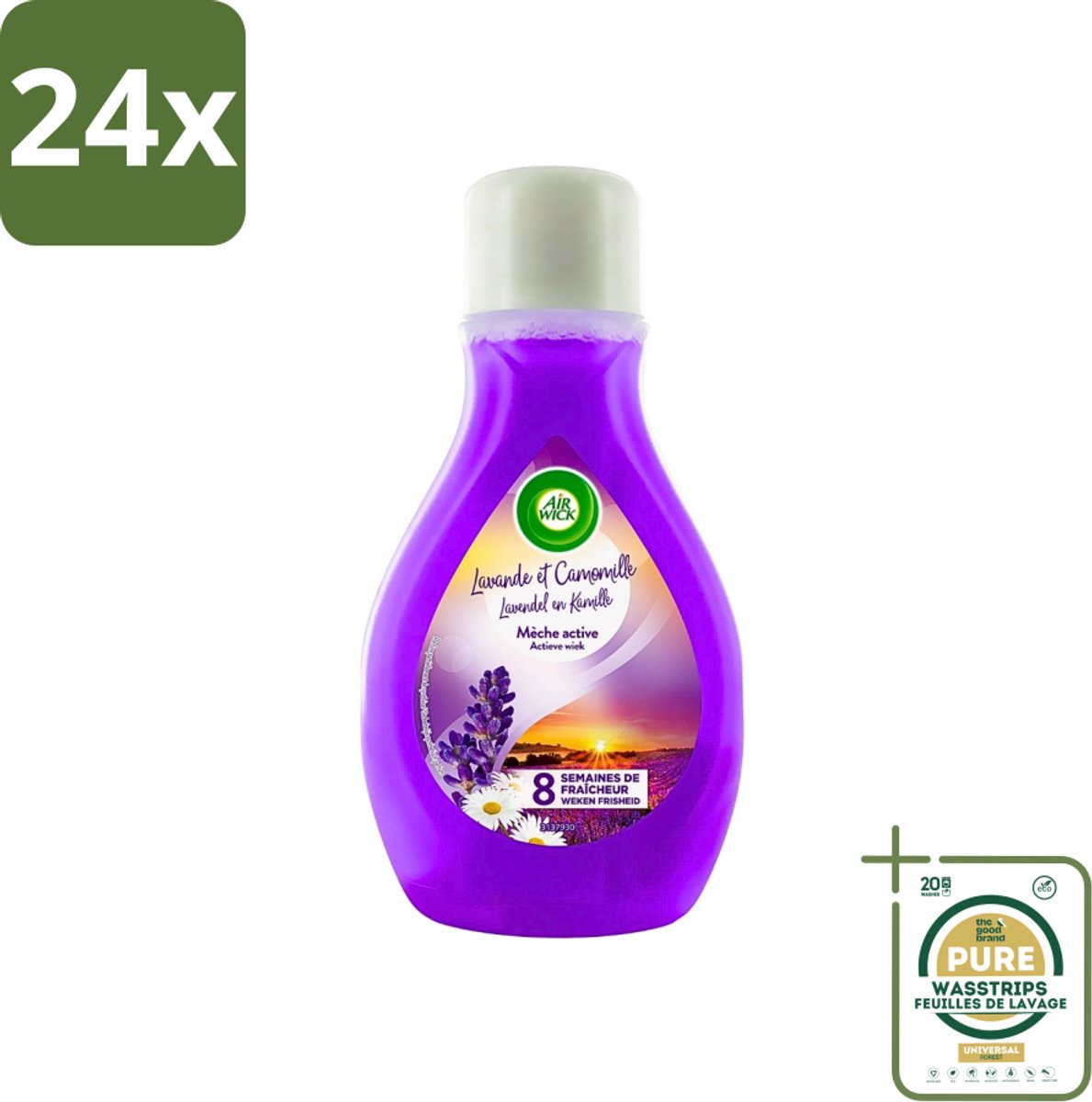 Air Wick - Actieve Wiek Luchtverfrisser - Lavendel & Kamille - 375ml - Voordeelverpakking - 24 stuks - Kamille - Geur