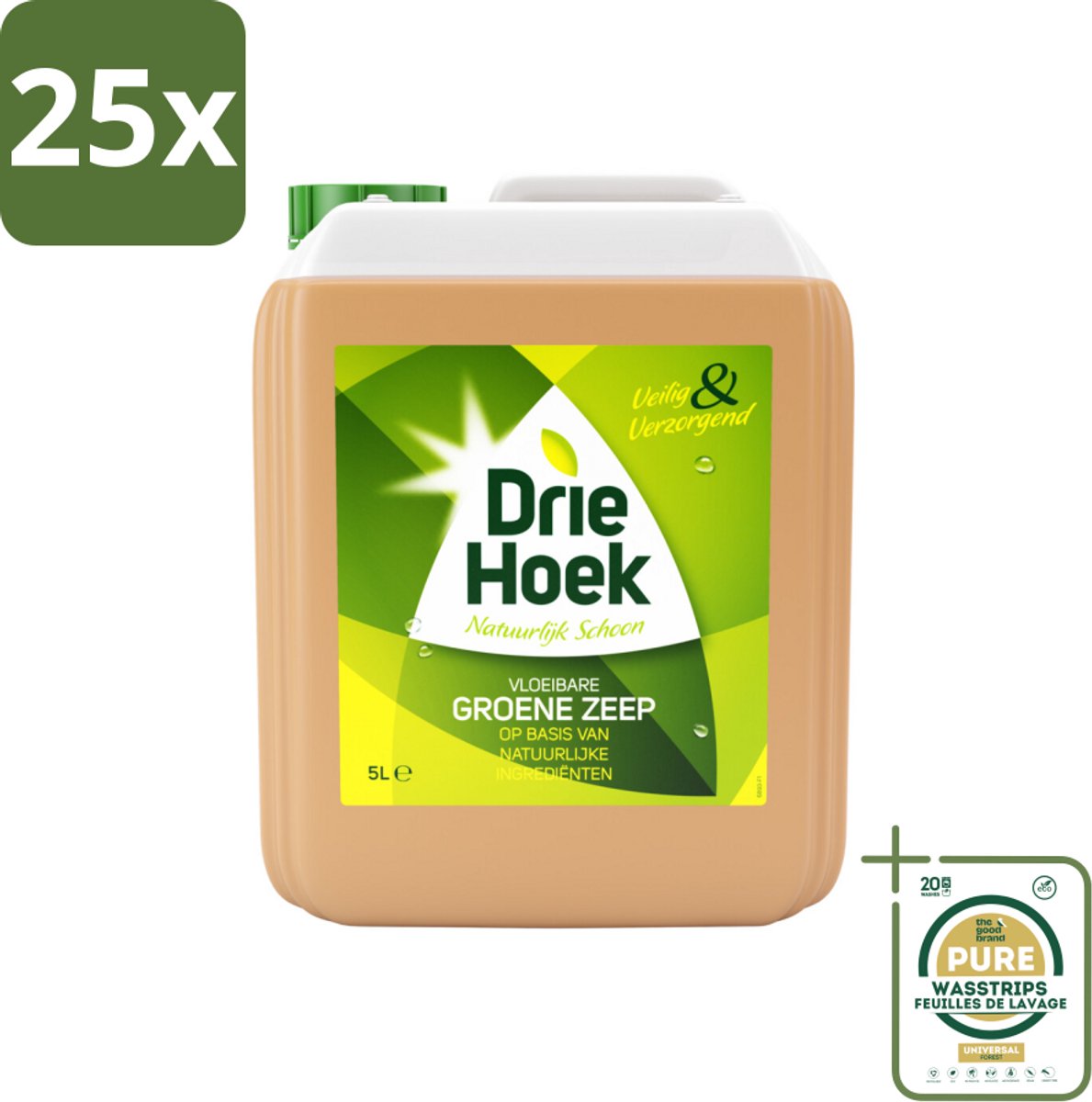 25 x Driehoek – Vloeibare Zeep – Groene Zeep – 5 liter - Grootverpakking - Vloeibare Groene Zeep - Natuurlijke Schoonmaak - Textiel Reinigen - Steen Reinigen - Parket Reinigen