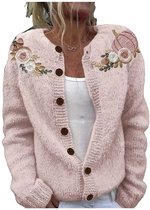 Currero Cardigan Dames - Vest Vrouwen - Met Knopen - Volwassenen - Warm - Gebreid Vest - Long - Gemengde kleur L