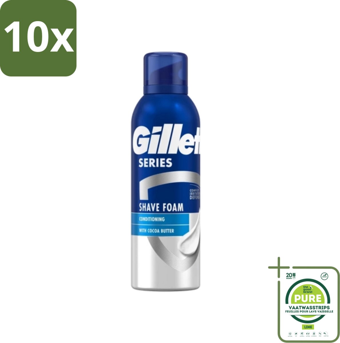 10 x Gillette - Series - Scheerschuim - Met Cacaoboter - 250 ml - Grootverpakking - Scheer Schuim - Gillette Scheer Schuim - Scheerproducten - Scheerbeurt - Gladde Scheerbeurt