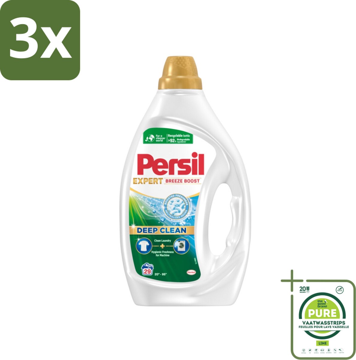 3 x Persil Wasmiddel Gel 29 Wasbeurten Breeze Boost 1,305 liter - Grootverpakking - Wasmiddel - Vloeibaar Wasmiddel - Persil - Vlekken Verwijderen - Wasgoed Reinigen