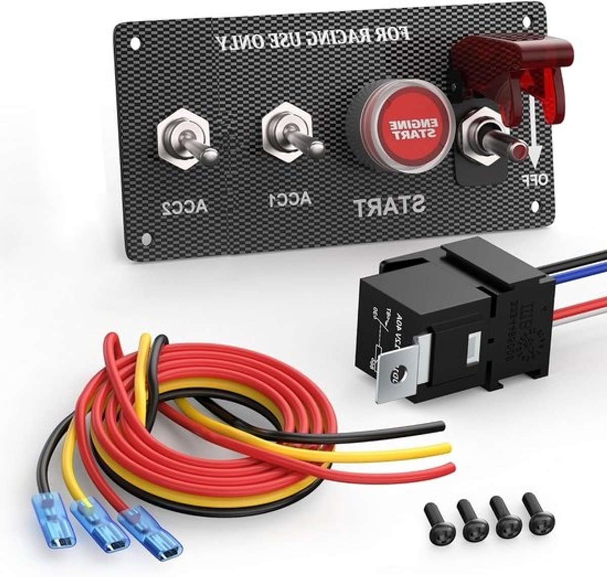 12V 30A Contactpaneel met Startknop en LED-Tuimelschakelaars voor Racemotoren, Trucks en Boten