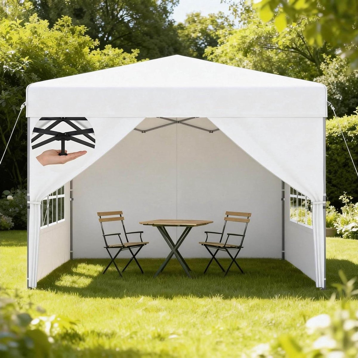 Pop-up Paviljoen - Vouw tent - Buitenfeest organiseren - Snelle montage - 25 x 25 m - Wit