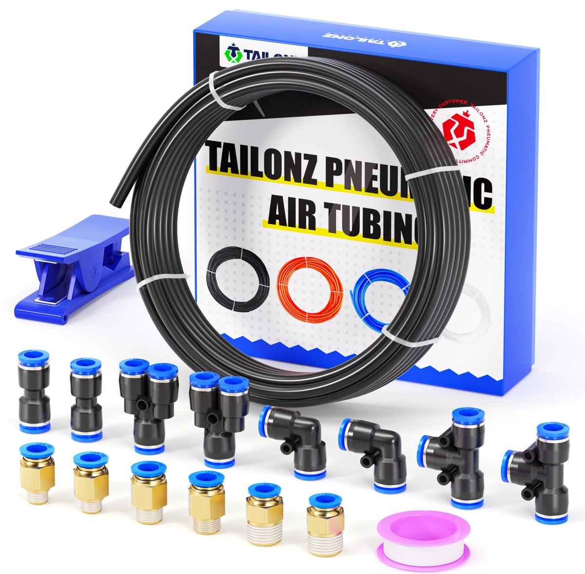 TAILONZ PNEUMATIC zwart 12mm OD 8mm ID Polyurethaan PU Air Hose Pipe Tube Kit 10 Meter 32.8ft - ShopVlot