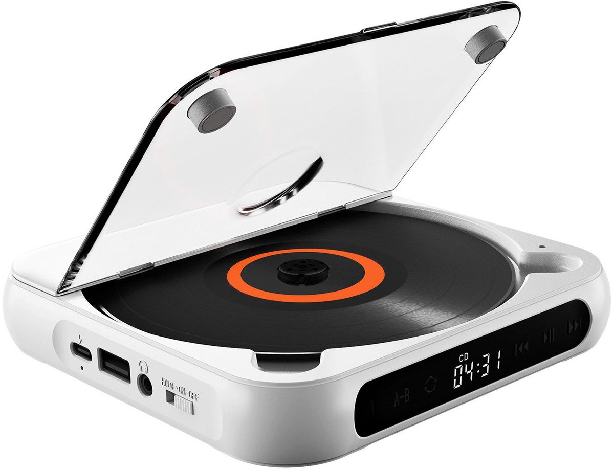 Draagbare CD-speler met Bluetooth 5.3 – Externe Versterker, Koptelefoonaansluiting, Stofbescherming, CD-speler voor Thuis