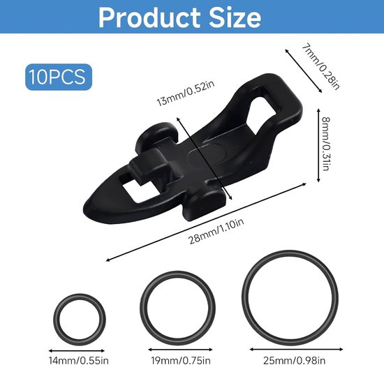 Vishaakhouders van kunststof, zwart, 10 stuks, duurzame aashouders met rubberen ring voor veilige grip, praktische visaccessoires voor vishengelbescherming en compatibiliteit met diverse vishaken — afbeelding 5
