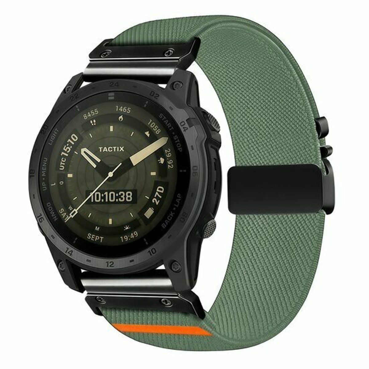 By Qubix - Geschikt voor Garmin bandje - 20mm Quickfit - Nylon bandje met parachute sluiting - Groen - Geschikt voor Garmin Fenix 9 / 9 pro - 43mm