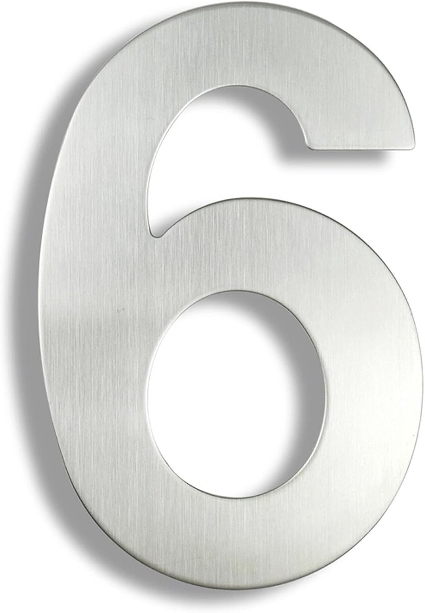 Moderne Huisnummer Plaat van Geborsteld RVS - Stijlvolle Deur Alphabet voor Straat en Thuisdecoratie (16,8 cm Zilver)