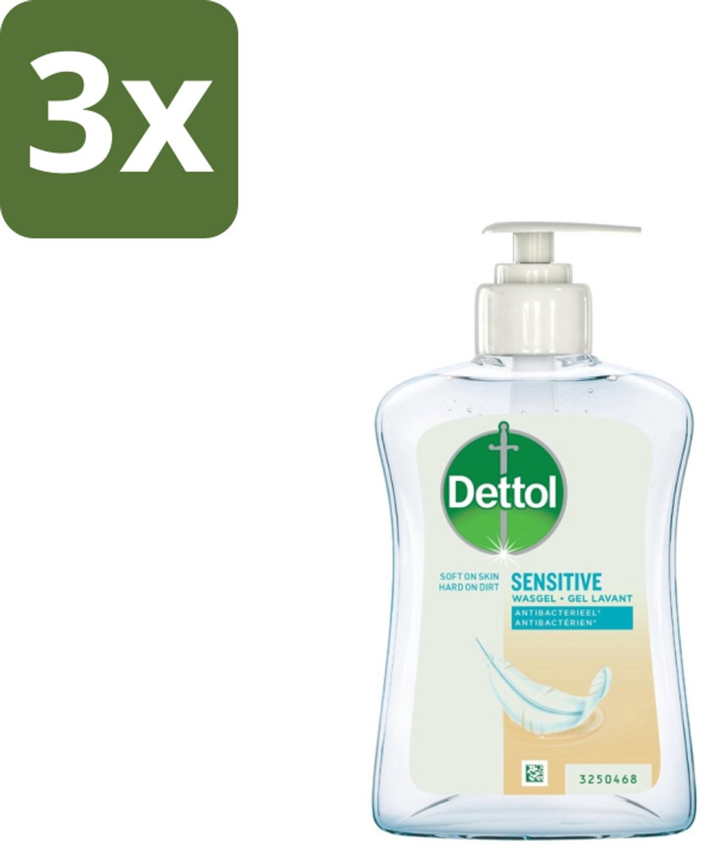3 x Dettol Handzeep Gevoelige Huid 250 ml - Gevoelige Huid - Handhygiëne - Antibacteriële Handzeep - Handzeep Voor Gevoelige Huid - Glycerine Handzeep