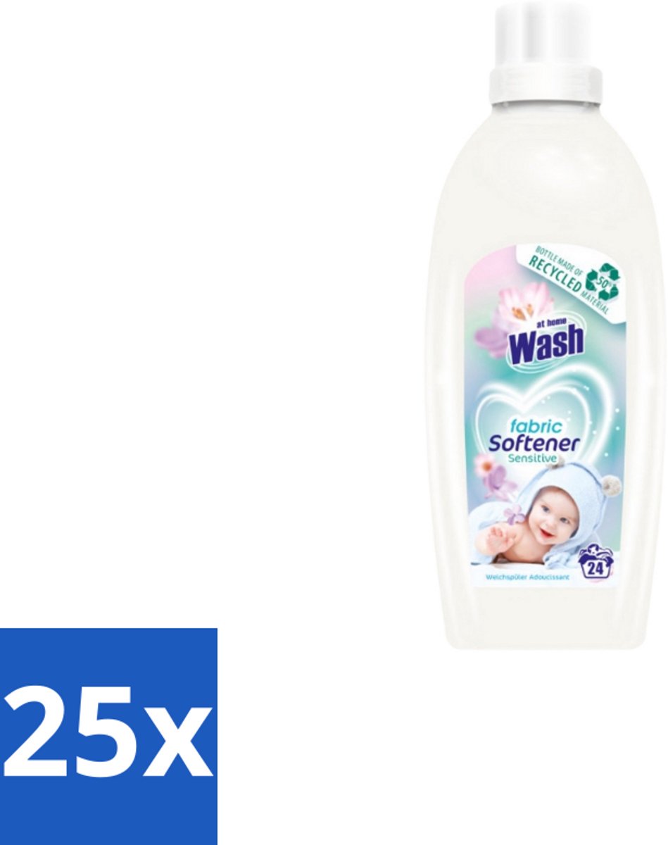 25 x At Home Wash – Wasverzachter Sensitive – Voor Babykleding – 750 ml - Babykleding Wasverzachter - Wasverzachter Voor Gevoelige Huid - Hypoallergene Wasverzachter - Wasverzachter Voor Pasgeborenen - Wasverzachter Voor Eczeem