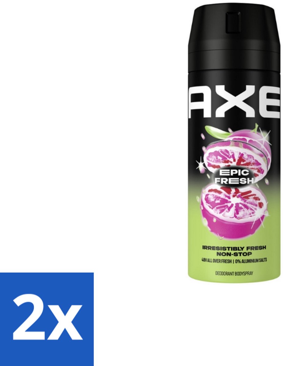 2 x Axe – Deodorant Spray – Epic Fresh – 150 ml - Deodorant Spray - Zweetgeur Bestrijding - Frisheid - Energie - Mannelijke Geur