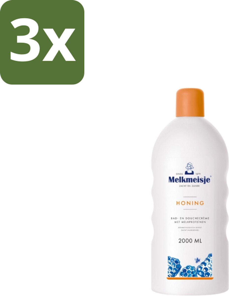 Melkmeisje Bad en Douche Crème Honing 2000 ml - Bulkverpakking - 3 stuks