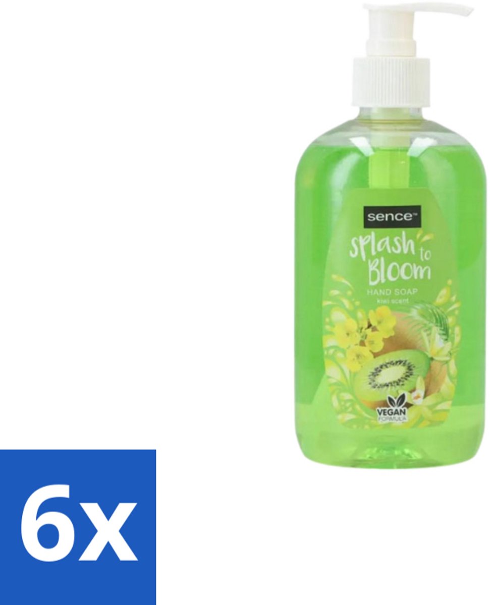 6 x Sence – Handzeep – Splash To Bloom Kiwi – 500 ml - Handzeep - Handen Reinigen - Handen Hydrateren - Kiwi Geur - Natuurlijke Handzeep