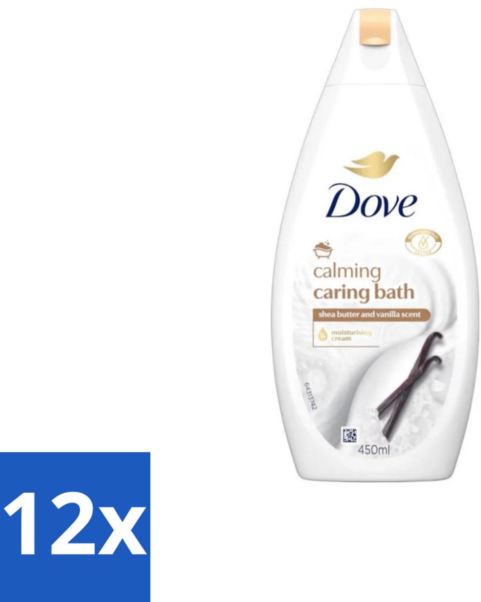 12 x Dove – Badcrème – Sheaboter & Vanille – 450 ml - Badcrème - Sheaboter - Vanille - Huid Verzorging - Vochtigheid