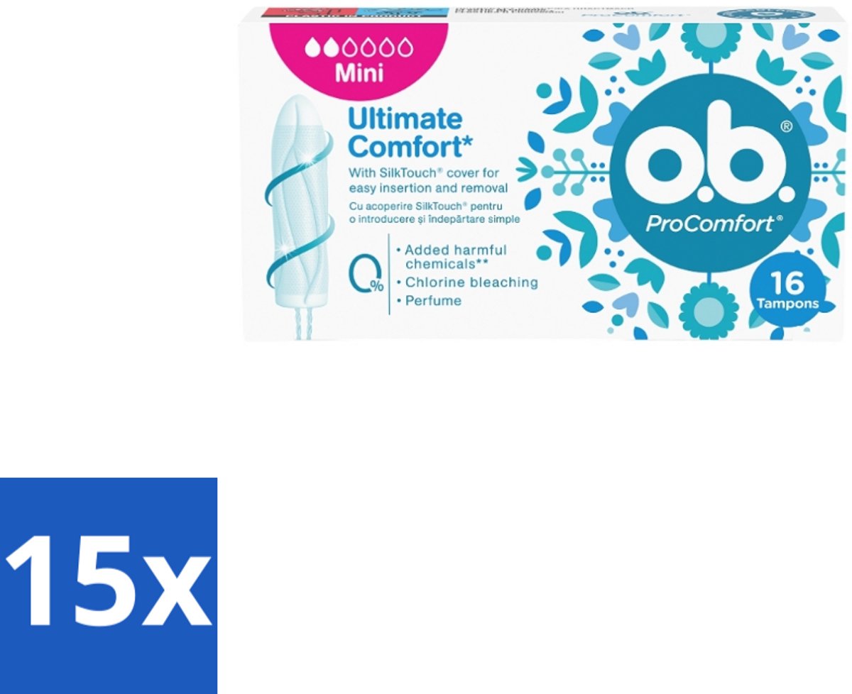 15 x OB – Tampons – ProComfort Mini – Comfort Fit - Tampons - Mini Tampons - Comfort Fit - SilkTouch™ Layer - Menstruatie