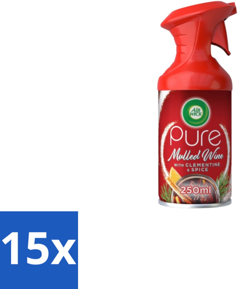 15 x Air Wick – Luchtverfrisser Spray – Pure Mulled Wine – 250 ml - Luchtverfrisser - Warme Geur - Mulled Wine - Gezellige Sfeer - Wintergeur