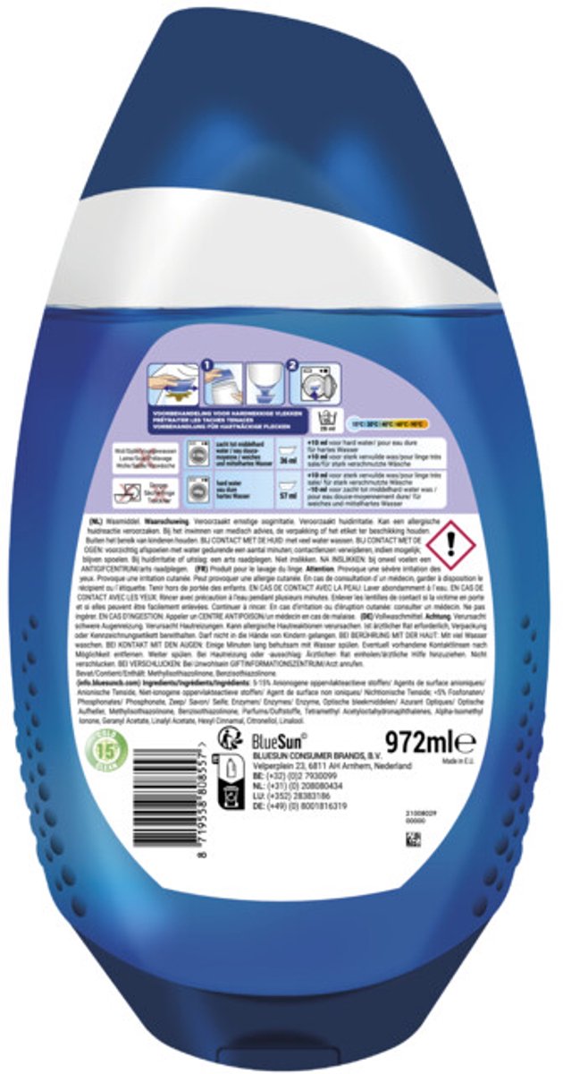 Dreft Quick Wash | Wasmiddel | Blue Anti Odor | 4 x 972 ml | Voordeelverpakking