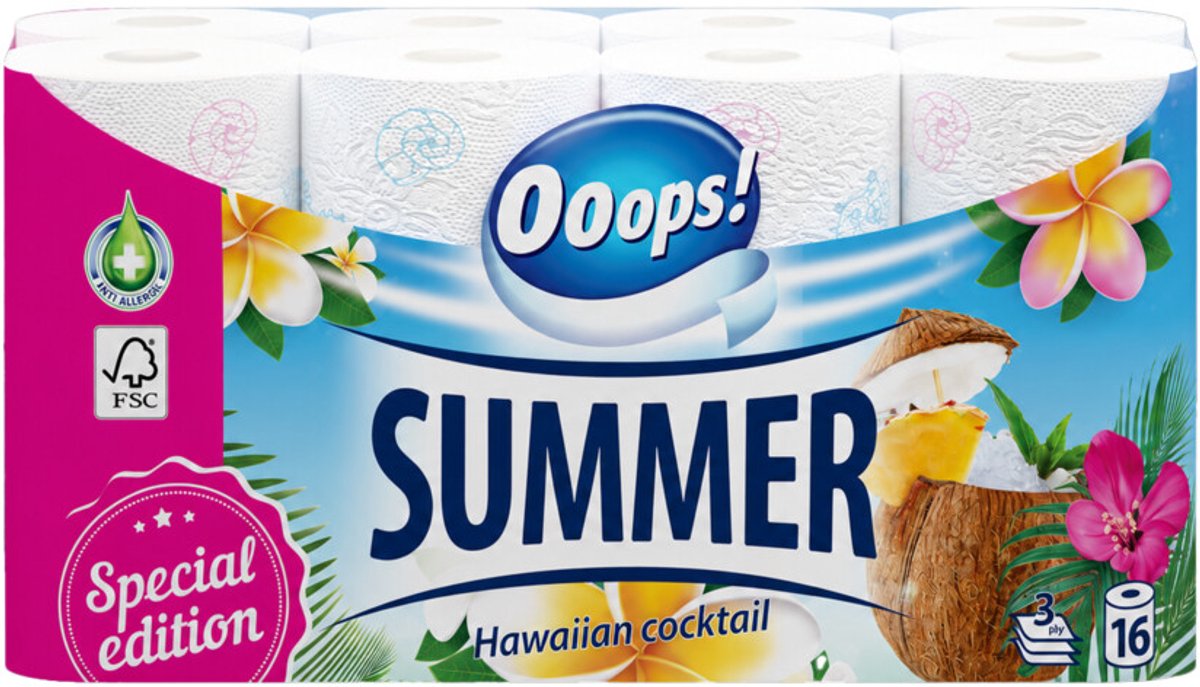 Ooops! Toiletpapier Classic Sensitive Summer Editie 3-laags - 16 stuks