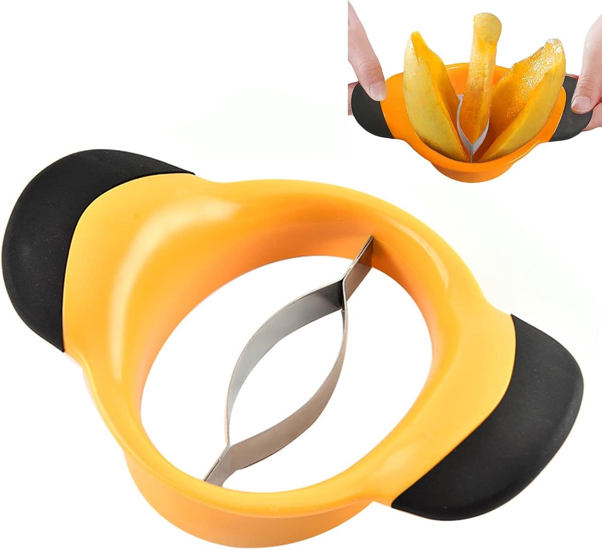 Mangosnijder met RVS Mes - Mango Ontpitter en Mangodeler voor Partjes - Ergonomische Antislip Handgreep - Keukenhulp voor Snel en Veilig Mango Snijden
