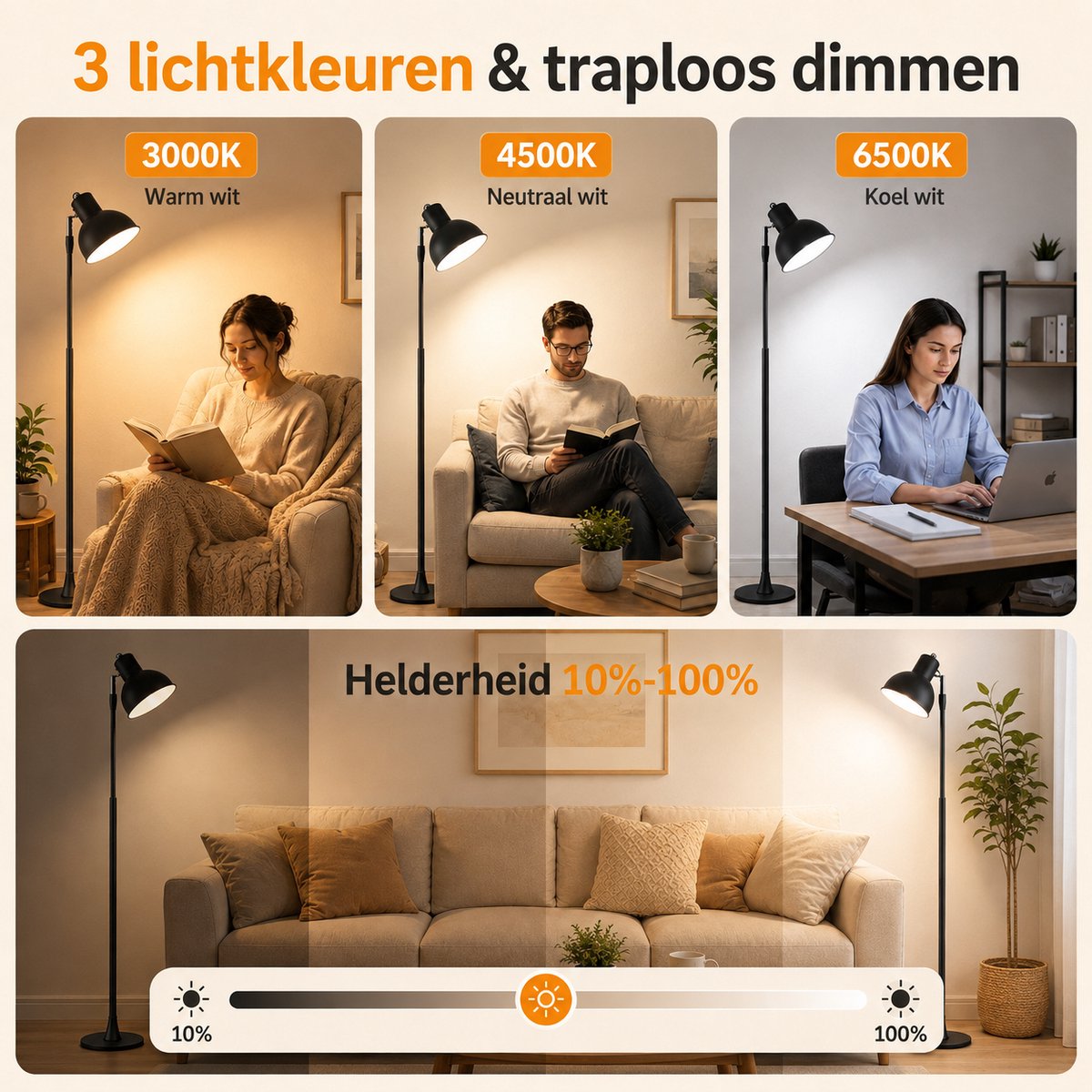MUPOO Bureaulamp LED Dimbaar - 3 Lichtkleuren thumbnail 2