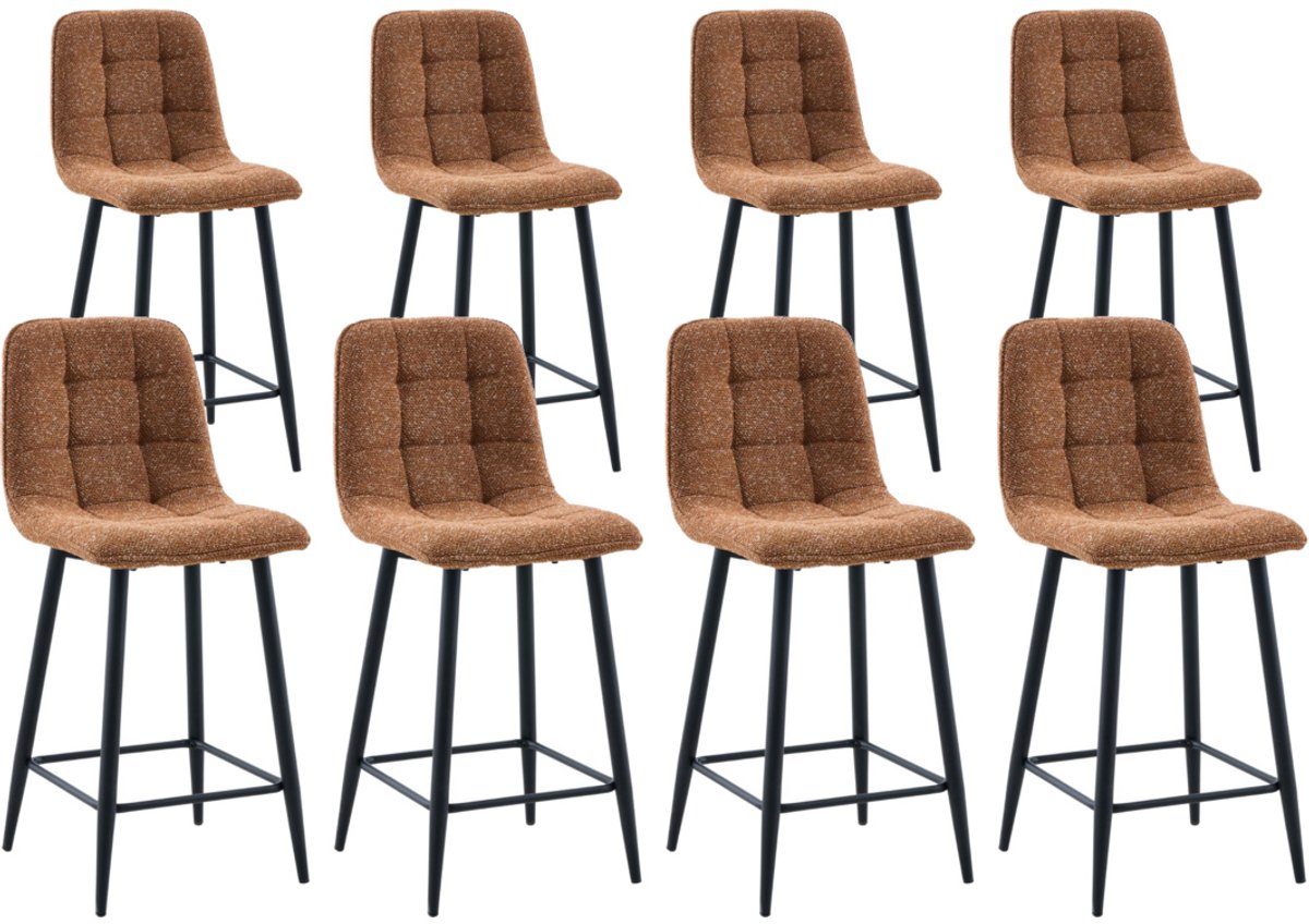 DS4U® - Hugo barkruk 65 cm - Set van 8 - Roestbruin - Stof