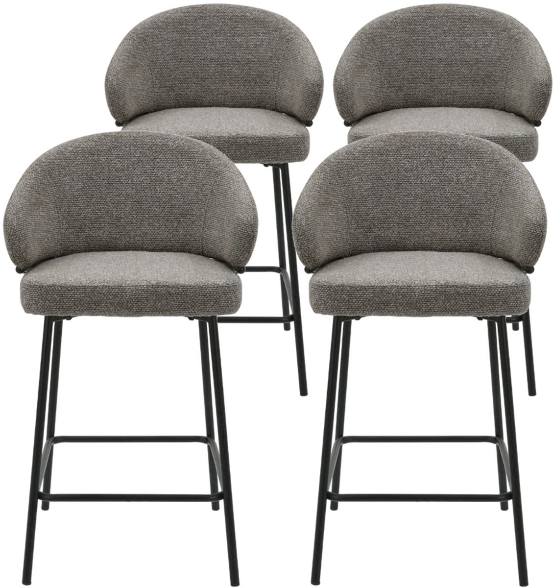 DS4U® - Sofia barkruk 65 cm - Set van 4 - Taupe met zwarte poot - Stof