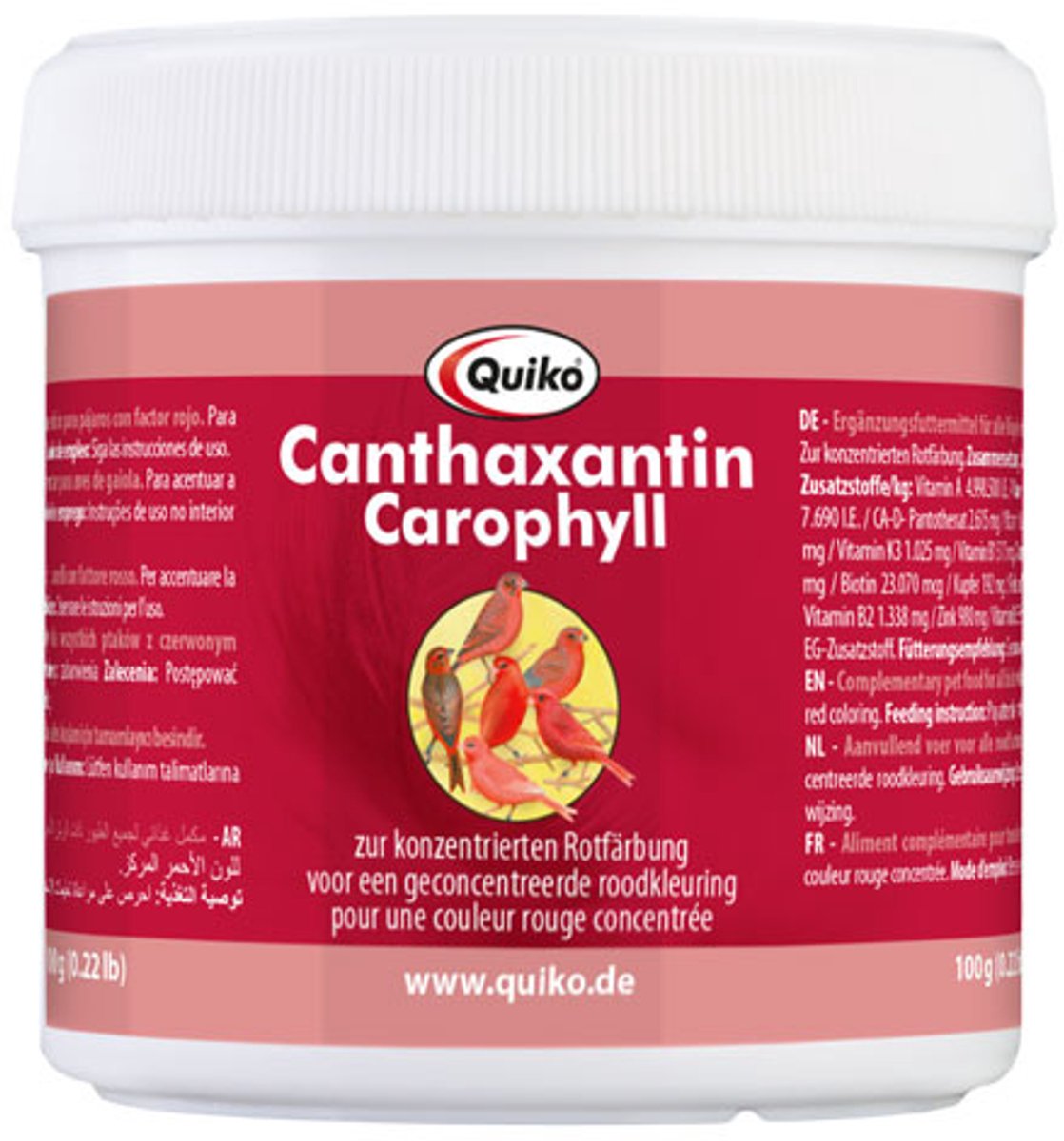 Quiko Canthaxanthin Carophyll 100 gram - Supplementen - Vogelvoer - Kleurbevordering