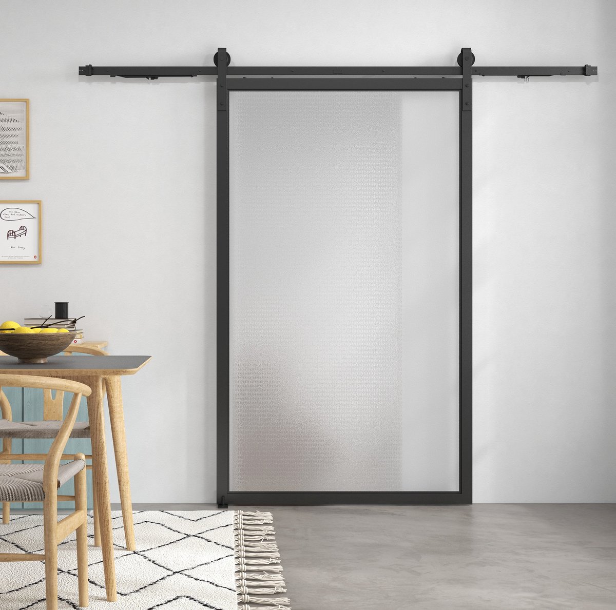 REDOM - Schuifdeurbeslag set - 244 cm rails en rollen - anti-springvoorzieningen en deurstoppers - zwart staal - voor schuifdeuren - inclusief montagemateriaal