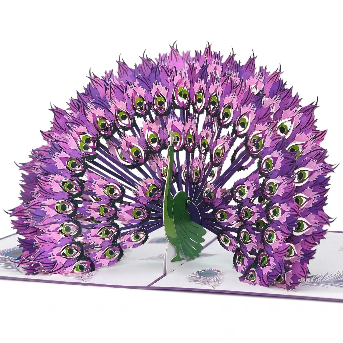 Elzusha - 3D Pop-up Wenskaart - Koninklijke Veren voor Verjaardag en Speciale Gelegenheden
